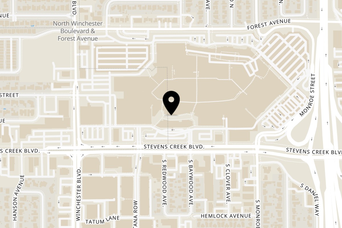 Map showing the location of TacoMania Westfield Valley Fair on 2855 Stevens Creek Blvd #2749 in Santa Clara